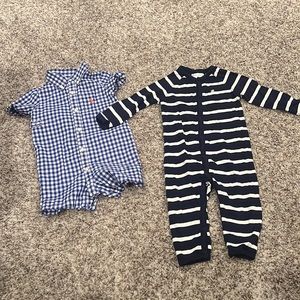 Ralph Lauren Blue and White Onesies BUNDLE!! Size 9M